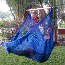 Mexicansk hengek&oslash;yestol i nylon Nett. Bl&aring; / Turkis