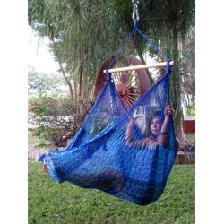 Mexicansk hengek&oslash;yestol i nylon Nett. Bl&aring; / Turkis