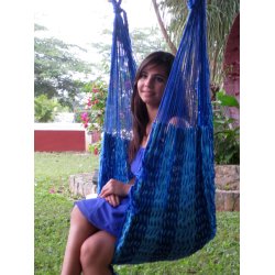 Mexicansk hengek&oslash;yestol i nylon Nett. Bl&aring; / Turkis