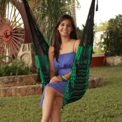 Mexicansk Nett Hengek&oslash;yestol i nylon. Svart/Brun