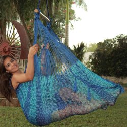 Mexicansk hengek&oslash;yestol i nylon Nett. Lila Turkis