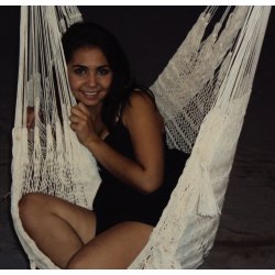 Hengekyestol i naturhvit nett fra Mexico - GRANDE