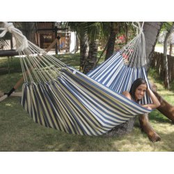 Bl&aring; og hvid stribet stof h&aelig;ngek&oslash;je